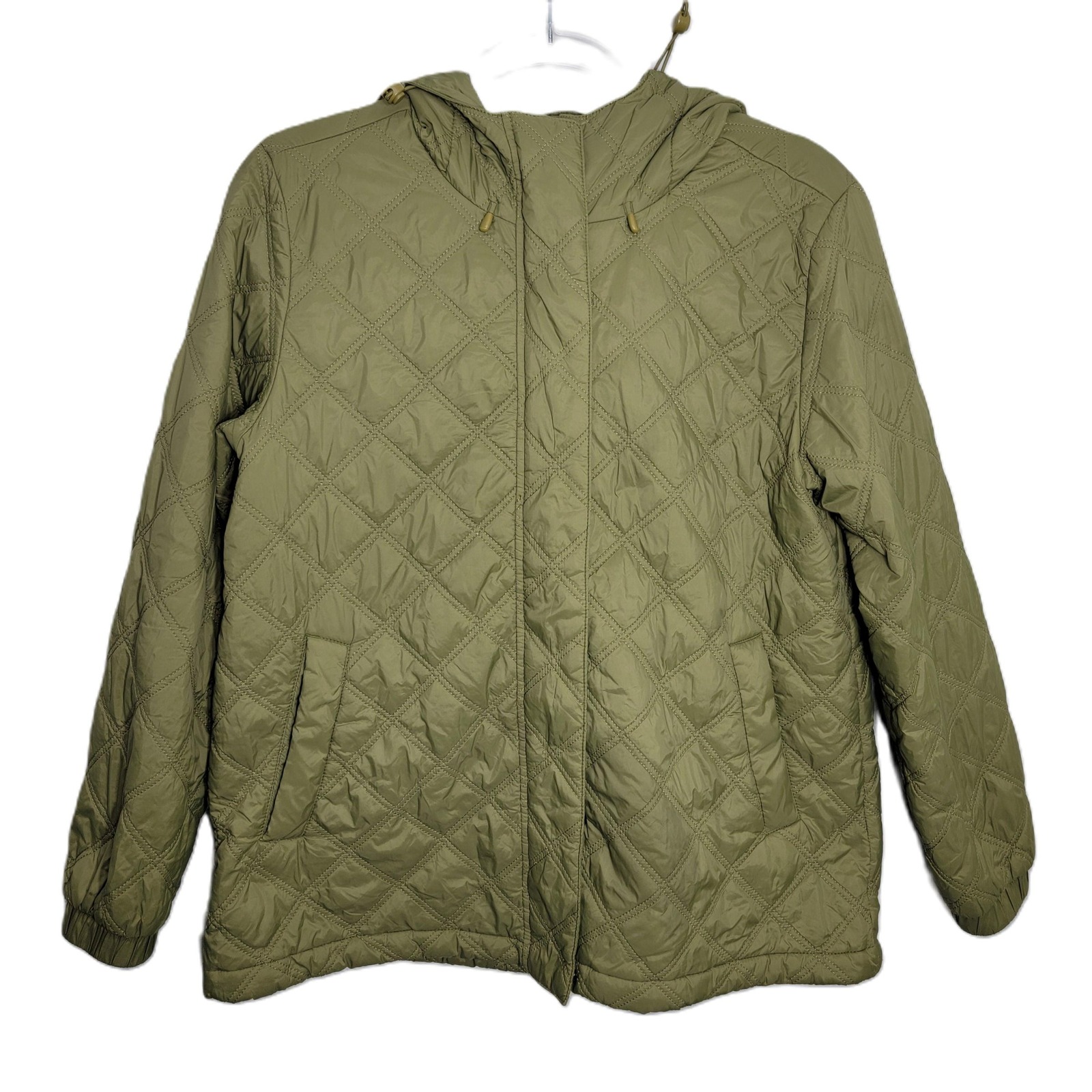 Madewell Womens Quilted Hooded Puffer Jacket Olive Green Size Small Nb254 Fa22